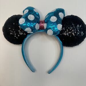 Disney Sequin Blue Polka Dot Minnie Ears